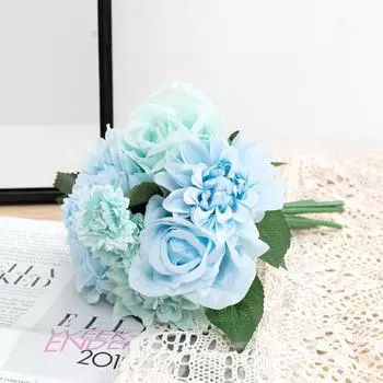 2Pcs Fake Rose Flowers Artificial Rose Bouquet Silk Roses Artificial Flowers for Home Bridal Wedding Party Festival Decor - Faux Roses and Hydrangea розовый