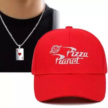 2pcs Fashion Casual Baseball Cap Embroidery Letter Duck Tongue Cap Poker Pendant Necklace Set Men Women Couple Sports Hat Sun Protection Sun Shade Cap чёрный
