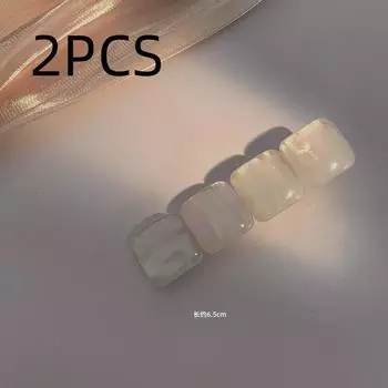 2PCS Fashion Heart Cymophane Resin Stripe Hair Clip White Opal Hairpin Lady Side Barrette Girl Simple Bobby Pin Headwear Hairpin