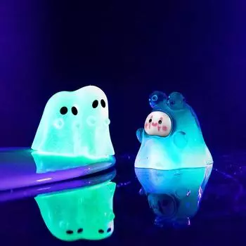 2Pcs Festival Ghost Luminous Figurine Model Car Ornaments Mini Resin Crafts Ornament Micro Landscape Decor Home Desktop Decor 2pcs/set