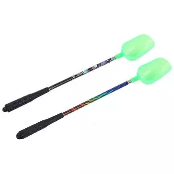 2PCS Fishing Bait Throwing Spoons Telescopic 3 Sections Stainless Steel Plastic Fishing Lure Scoop