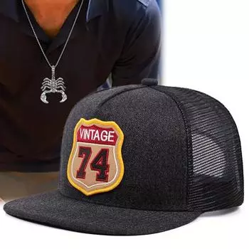 2 шт. шляпа с плоскими полями, вышитая в стиле хип-хоп, кулон в виде скорпиона, комплект с ожерельем, кепка для пары, кепка с утиным язычком, мужская и женская модная бейсболка для отдыха с солнцезащитным кремом чёрный