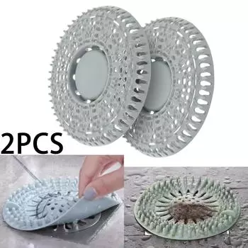 2Pcs Floor Drain Plug Stopper Silicone Shower Sewer Hair Drain Catcher Kitchen Sink Filter Bathtub Drain Strainer Cover