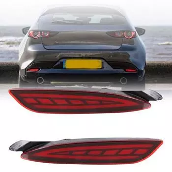 2Pcs For 19-22 Mazda 3 Hatchback Rear Bumper Reflector Fog Brake Indicator Light