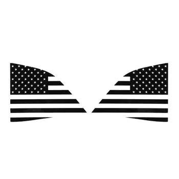 2Pcs For 2008-22 Dodge Challenger Distressed American Flag Window Decal Sticker