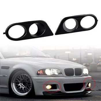 2PCS Front Bumper Black Car Fog Light Cover For BMW E46 M3 99-06