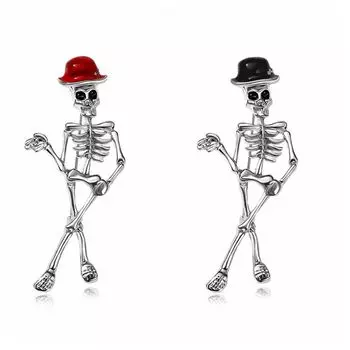 2pcs Funny Skull Brooch Pin Hat Backpack Decor Fashion Halloween Skeleton Brooch Unisex