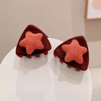 2pcs Girls Small Triangle Cute Cat Heart-Shaped Star Hair Clips Creaseless Styling Claw Clips for Children Hair Accessories Gift