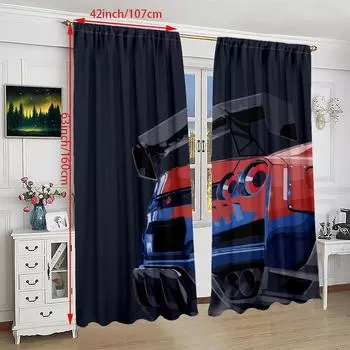 2PCS- Graffiti GTR- Printed curtain - Polyester material - suitable for bedrooms, living rooms, study rooms, private Spaces 23Wx59L(60x150CM)x2
