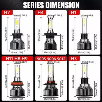 2pcs H4 LED H7 Headlights For Cars Bulbs White COB H1 H3 H11 9012 9005 9006 Mini Fog Lights Auto Headlamps Lamps 880 H3