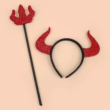 2PCS Halloween Headbands Pumpkin Devil Hairbands Girls Festival Party Headwear Cosplay Kids Children Hair Accessories