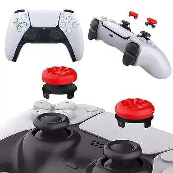 2Pcs Hand Grip Extenders Caps Anti-Slip Gamepad Thumb Stick Grips High Low Rise Covers for PS4 for PS5 Accessories красный