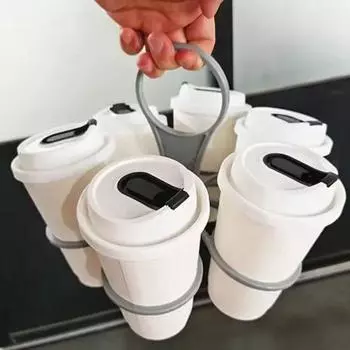 2Pcs Handheld Coffee Cup Holder Plastic Coffee Cup Carrier Holder Portable Folding Cup Holder KTV 2Pcs