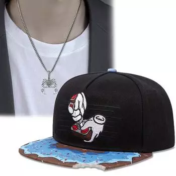 2 шт., сотни регулируемых кепок, бейсболка, уличная танцевальная шляпа, скорпион, спортивная уличная пара, подвеска, ожерелье, комплект для мужчин и женщин, солнцезащитная шляпа чёрный