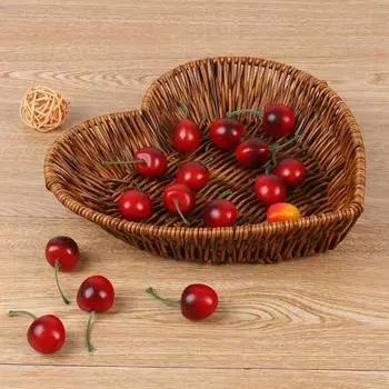 2pcs Imitation Rattan Fruit Bread Basket Sundry Storage Basket Hand-Woven Storage Box Home Desktop Display Rattan Storage Basket