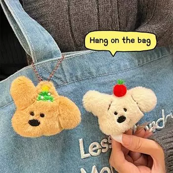 2Pcs Kawaii Christmas Plush Keychain Cartoon Christmas Animal Stuffed Doll Keyring Pendant Cute Versatile Brooch Bag Decoration