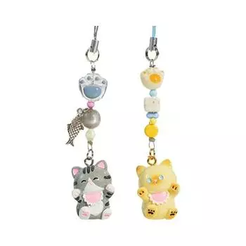 2Pcs Keychain Pendant Animal-themed Design Lightweight Miniature Key Holder Emotional Healing Keychain Multi-Use Bag Phone Charm A