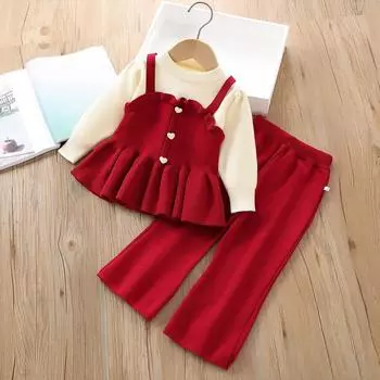 2PCS Kids Clothes Sets Girl Autumn Winter Clothing Children Suits New Baby Outfit Birthday Sweet Sets for Girls 90