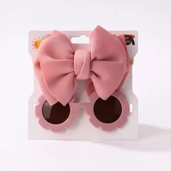 2Pcs Kids Sunglasses Headband Set Daisy Flower Round Toddler Bohemia Beach Seaside Sun Protection Eyewear Kids Hair Accessories