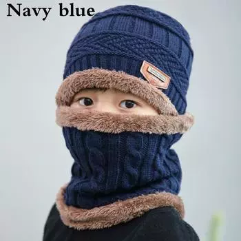 2Pcs Kids Winter Warm Knitted Hat Scarf Set Children Winter Outdoor Accessories