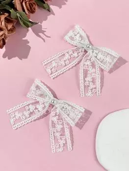 2pcs Ladies simple and fashionable lace hair clip, sweet and girlish style hair accessory