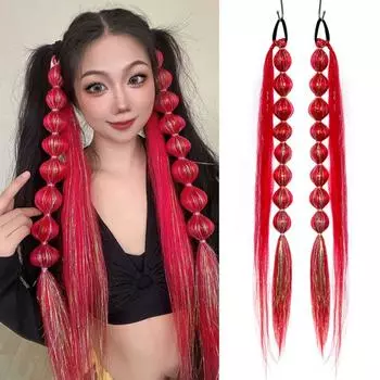 2Pcs Lantern Braid Twist Braid Bulk Ponytail Extension Bubble Braided Ponytails for Women чёрный