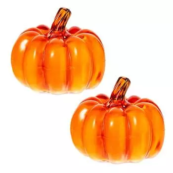 2Pcs LED Glass Pumpkin Set Starry Night Design Halloween Thanksgiving Decor Lighted Lantern Indoor Fall Decoration A