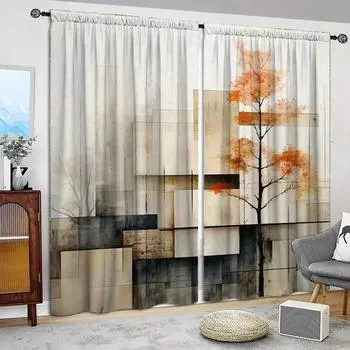2pcs Literature Printed Curtain for Home Decor - Rod Pocket Window Treatment for Bedroom, Office, Kitchen, Living Room,and Study 52.5cmX116cmX2pcs