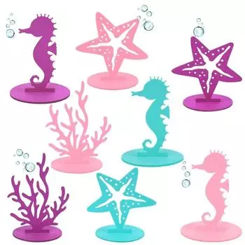 2Pcs Little Mermaid Theme Party Decorations DIY Felt Coral Table Ornament Under the Sea Girl Birthday Party Supplies Baby Shower