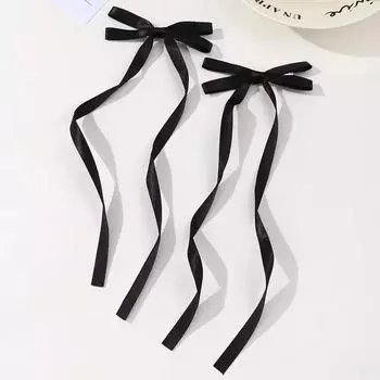 2pcs Long Tassel Ribbon Hairpin Cute Candy Bow Clip for Women Girls Party Gifts Headwear Side Clips Hair Accessories