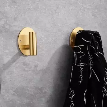 2 шт./лот крючок для халата из нержавеющей стали 304, клейкий настенный крючок для кухни, ванной, матовый золотой, черный, круглый, для полотенец, одежды, ключей, шляп серебряный