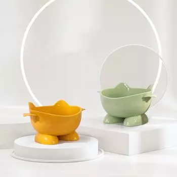 2pcs Lovely Pet High Foot Bowl Creative Dog Food Feeding Basin Food Dispenser Cat Bowl Kitten Puppy жёлтый