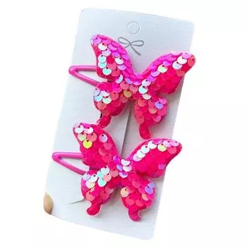 2PCS Lovely Princess Sequin Butterfly Girls Hairpins Children Headwear Hairgrip Hair Clips Barrettes Hair Accessories