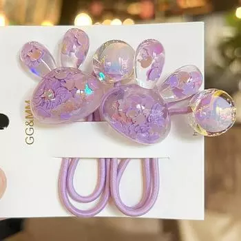 2PCS Lovely Sandwich Rabbit Girls Elastic Hair Bands Kids Princess Hair Accessories Children Hair Ties Baby Headwear