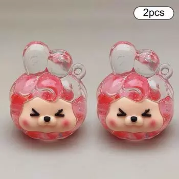 2Pcs Luminous Bubble Beads Kiki Ornament Accessories Acrylic Oiled Kiki Quicksand Bottle Cartoon Series Keychain Pendant разноцветный