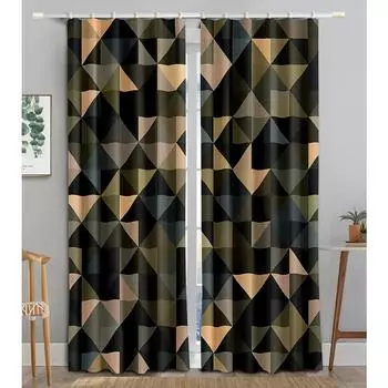 2pcs Marble Pattern Curtains Hook Valance Curtain Blinds Window Treatment For Kitchen Cafe Living Room Bedroom Home Decor Drapes 100W130H(CM)40x51in&HOOK