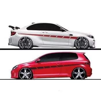 2Pcs Matte Black Car Racing Stripes Decals Body Side Vinyl Stickers 300cm x 14cm