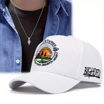 2pcs Men s and Women s Casual Outdoor Sports Baseball Cap Letter Embroidery Adjustable Full Diamond Small Lightning Pendant Necklace Set Sun Hat чёрный