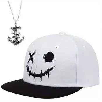 Комплект из 2 предметов: бейсболка, ожерелье, модная вышитая шляпа с утиным языком, спортивная шляпа для активного отдыха, хип-хоп шляпа, ожерелье с крестом, солнцезащитная шляпа чёрный