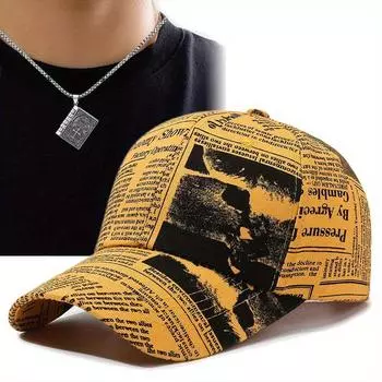 Комплект из 2 мужских бейсболок, ожерелий, модная спортивная кепка с буквами, мужская кепка с утиным язычком, переводная книга, ожерелье, повседневная шляпа от солнца чёрный