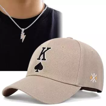 2pcs Men s Baseball Cap Necklace Set Embroidered Mesh Women s Couple Small Lightning Pendant Necklace Sunshade Flat Brim Fashion Casual Hip Hop Cap чёрный