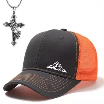 Комплект из 2 предметов: бейсболка для мужчин и женщин, ожерелье, бейсболка с принтом, солнцезащитный козырек, модный индивидуальный дизайн, крест, цепочка, кулон, шляпа от солнца для отдыха хаки