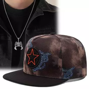 Комплект из 2 предметов: мужская и женская кепка с плоскими полями, вышитый скорпион, ожерелье, модная спортивная бейсболка для отдыха, кепка в стиле хип-хоп, камуфляжная кепка коричневый