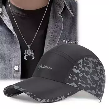 2Pcs Men Women Fashion Leisure Sunshade Sunscreen Sports Baseball Cap Female Comfortable Breathable Scorpion Pendant Necklace Set Duck Tongue Cap чёрный