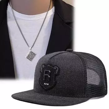 2 шт. Мужская и женская плоская кепка с вышивкой в стиле хип-хоп, шляпа от солнца, ожерелье с подвеской в виде книги, комплект для пары, спортивная мода, бейсболка для отдыха чёрный