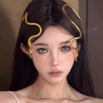 2Pcs Metal snake bone chain Dark Design Sense Choker Retro Hip Hop Snake Bracelet Daily Wear Style-A