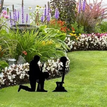 2 шт. металлических кованых садовых кольев - Армия сухопутной обороны, украшения для сада на открытом воздухе, вставной памятный знак для двора бежевый