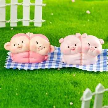 2Pcs Mini Cute Animals Ornaments Landscape Decoration Miniature Figurines Creative Diy Home Decoration Accessories Gifts A5