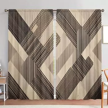 2pcs Modern Irregular Striped Patterns Printed Curtain for Home Decor - Rod Pocket Window Treatment for Bedroom, Office 52.5cmX116cm X 2pcs