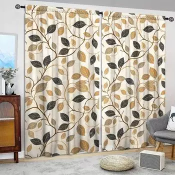2pcs Modernist Floral Pattern Printed Curtain for Home Decor -Rod Pocket Window Treatment for Bedroom,Office,Kitchen,Living Room 52.5cmX116cmX2pcs